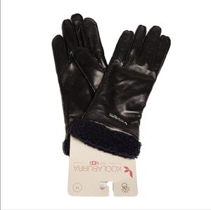 Koolaburra By UGG NEW Leather Sherpa Faux Fur Winter Soft Gloves Black Medium